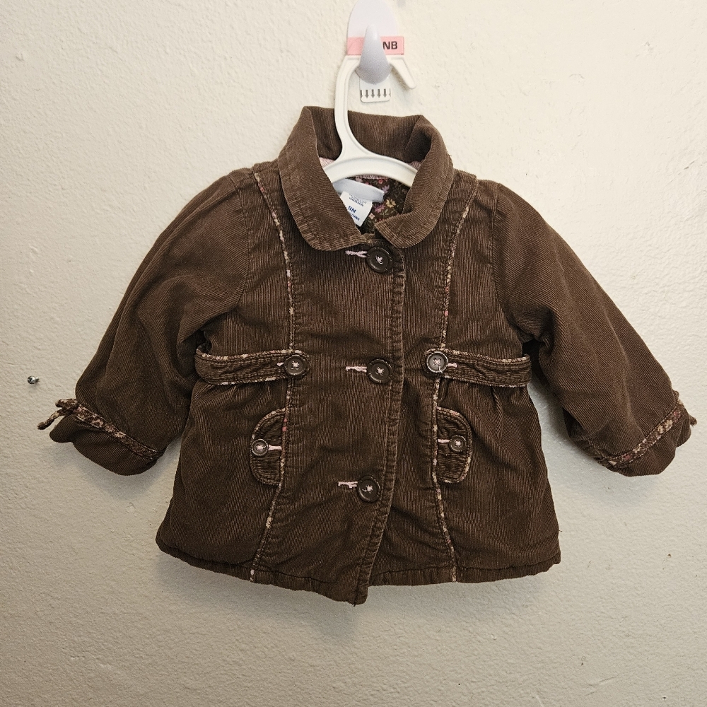 2/$15 OshKosh B'gosh 9 Months Brown Floral Corduroy Baby Jacket